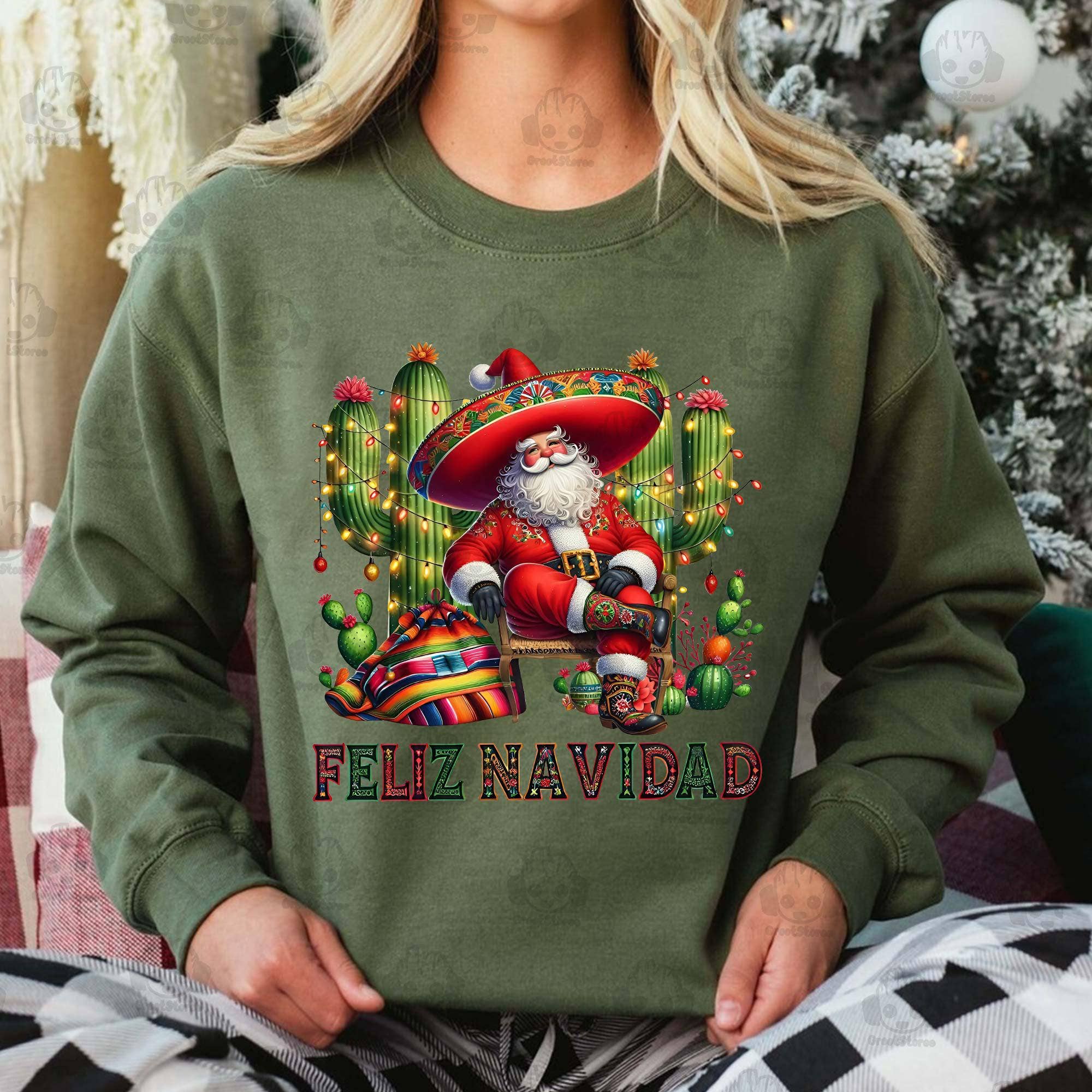 NVC Ecommerce LLC - Wholesale T-Shirt (Graphic) - Women's - Funny Feliz Navidad T-Shirt, Mexican Christmas Sweatshirt 3