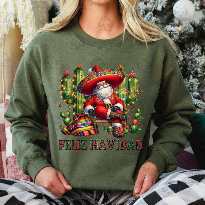 NVC Ecommerce LLC - Wholesale T-Shirt (Graphic) - Women's - Funny Feliz Navidad T-Shirt, Mexican Christmas Sweatshirt 3