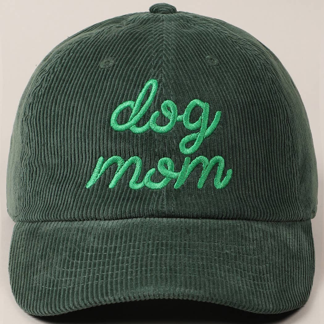 Fashion City - Wholesale Baseball Cap - Unisex - Dog Mom Text Solid Color Corduroy Baseball Cap25