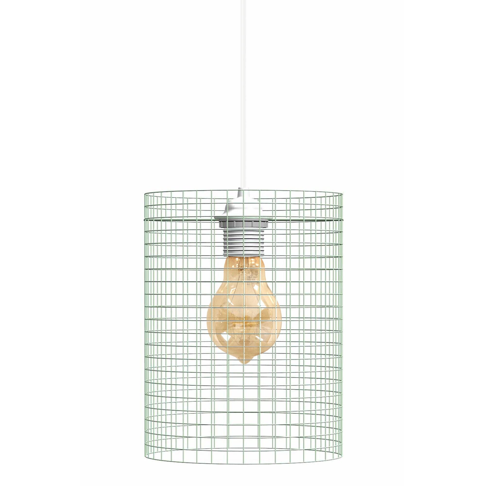 Tosel Shop - Wholesale Chandelier/Hanging Light - NOIRON - Pastel Green Metal Cylindrical Suspension0