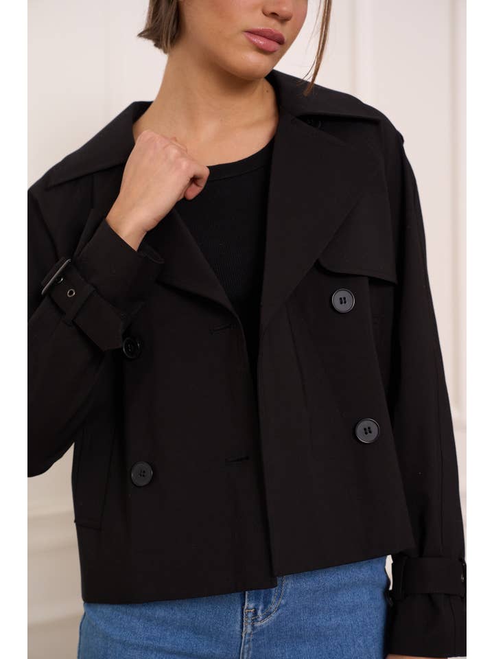 Attentif Paris - Wholesale Trench Coat - Women's - Solid cropped trench in cotton blend6