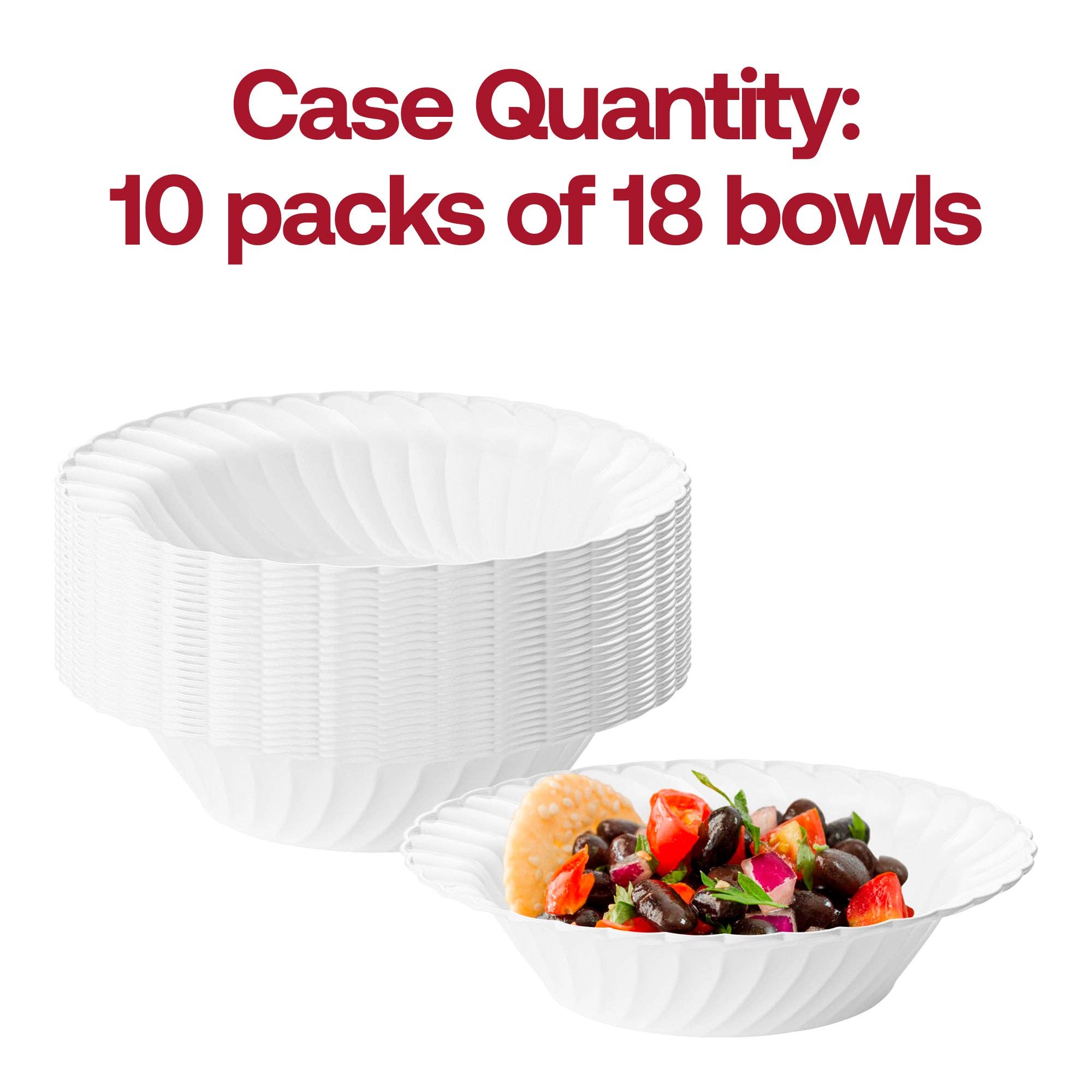Smarty had a Party - Wholesale Disposable Plate - 12 oz. White Flair Plastic Soup Bowls - 180 pcs4