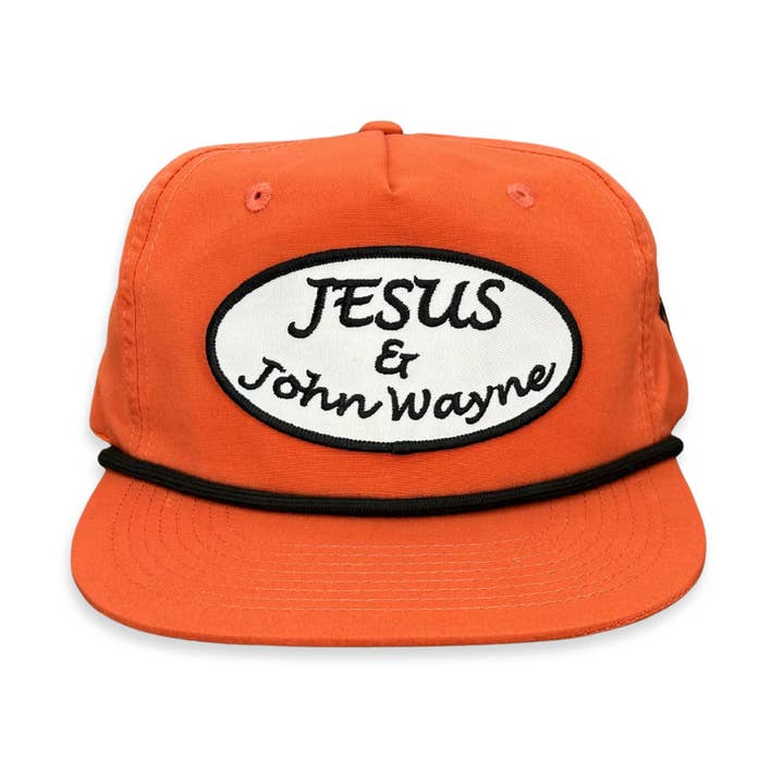 Jesus & John Wayne Snapback Pet Donker Oranje/Zwart Touw voor wholesale door Cactus Alley Hat Co.