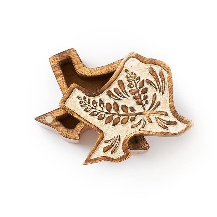 Matr Boomie Fair Trade - Vente Boîtes décoratives - Boîte à souvenirs Texas Bluebonnet - Fleur d'État sculptée à la main1