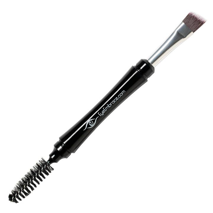 Pro Grip Double-Ended Angled Makeup Brush with Spoolie for wholesale by Eye Embrace