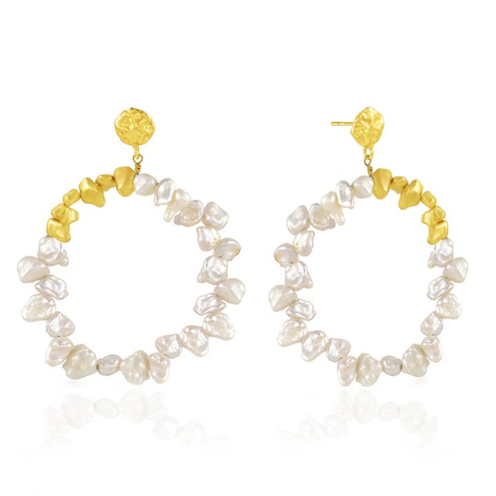 Arvino – wholesale Dangle earrings – Baroque Pearl Melted Earring (Gold Vermeil)