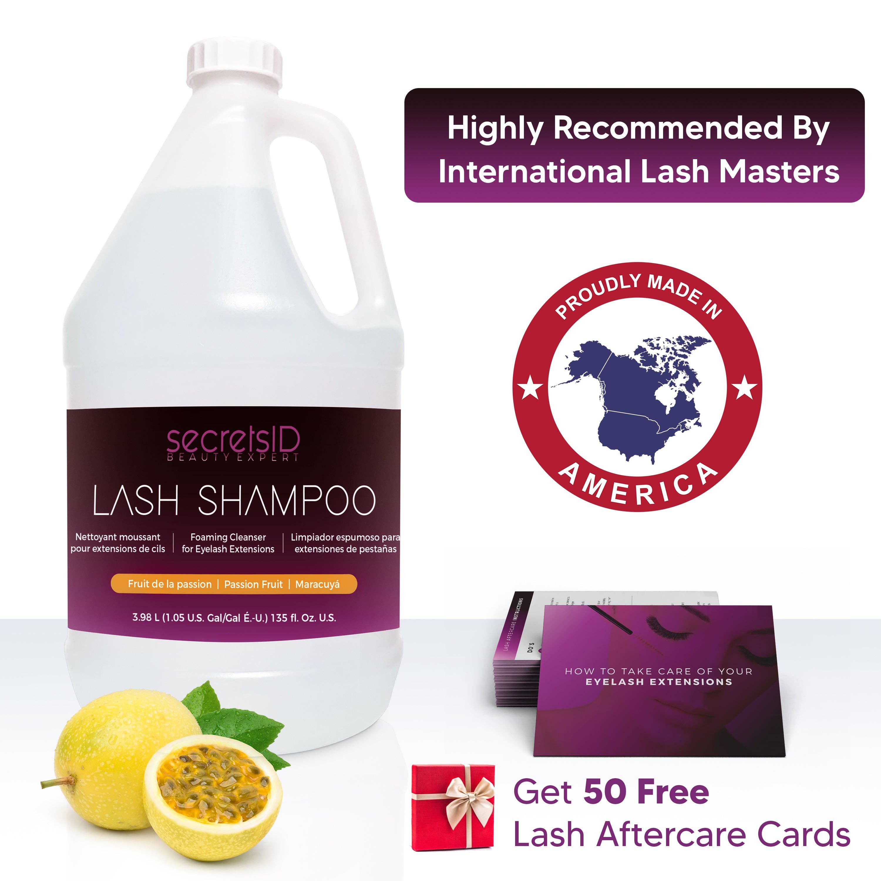 SecretsID - Wholesale Eyelash/Brow Serum - Foaming Lash Shampoo Bulk 1 Gallon Size - Passion Fruit Scen2