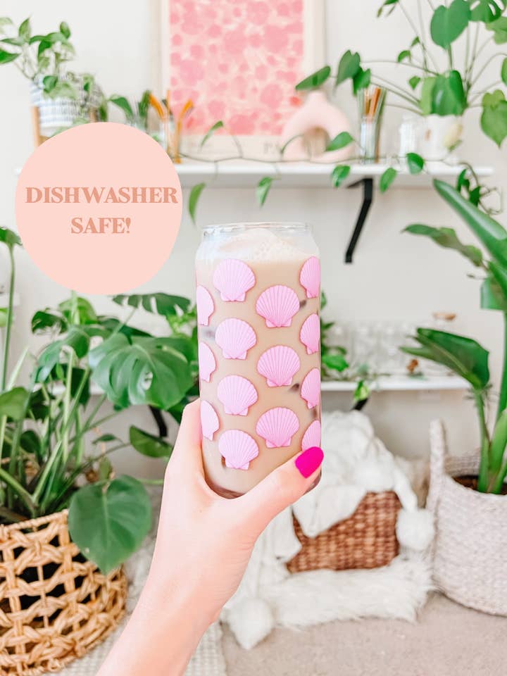 20oz Pink Shells Glass for wholesale by Hart and Flora Shop