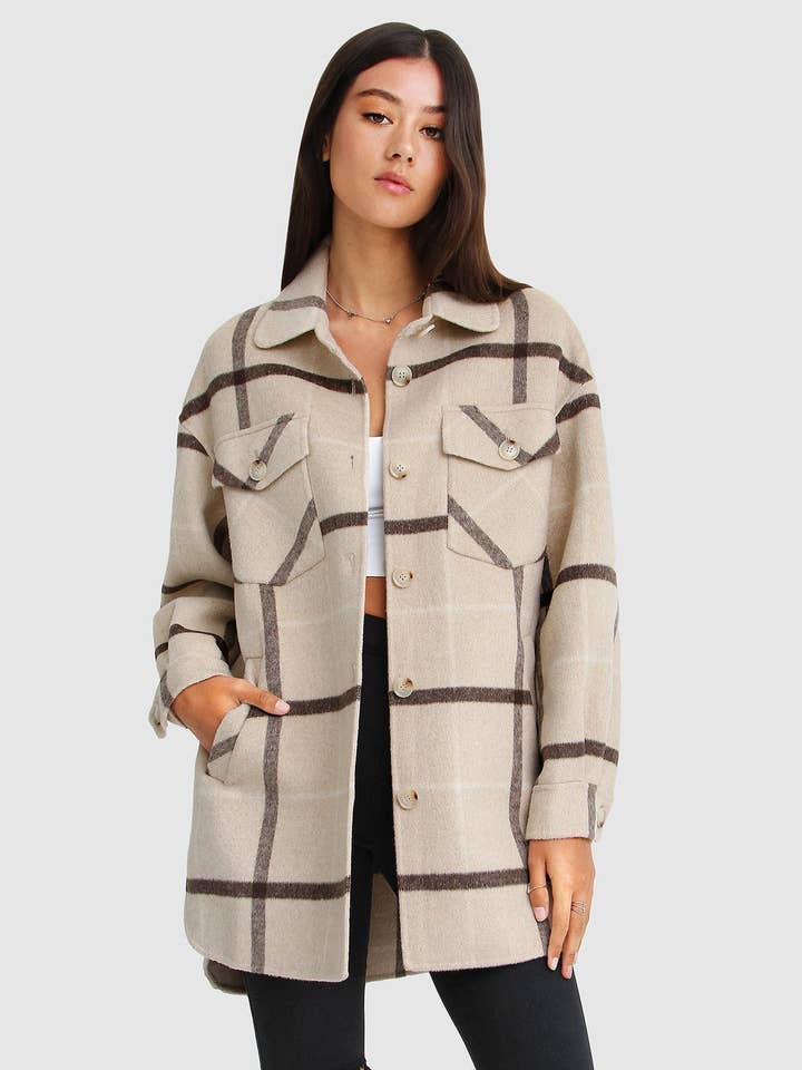 River's Edge Plaid Shacket for engroshandel hos belle & bloom