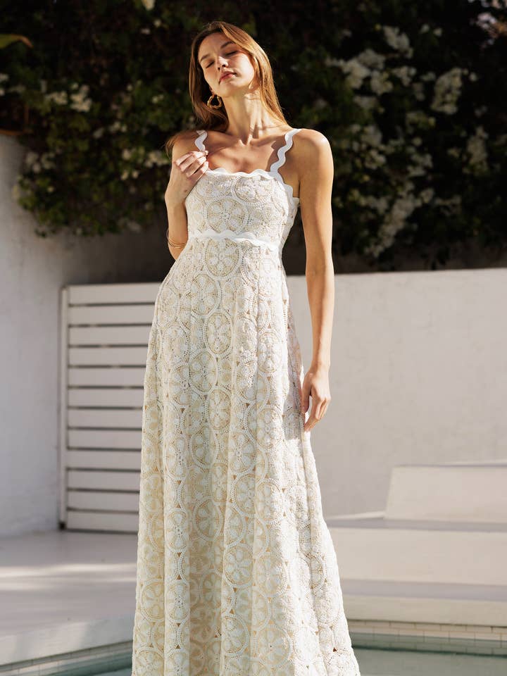 TONE NATURAL Scallop Tank Crochet Maxi Dress for wholesale on Faire