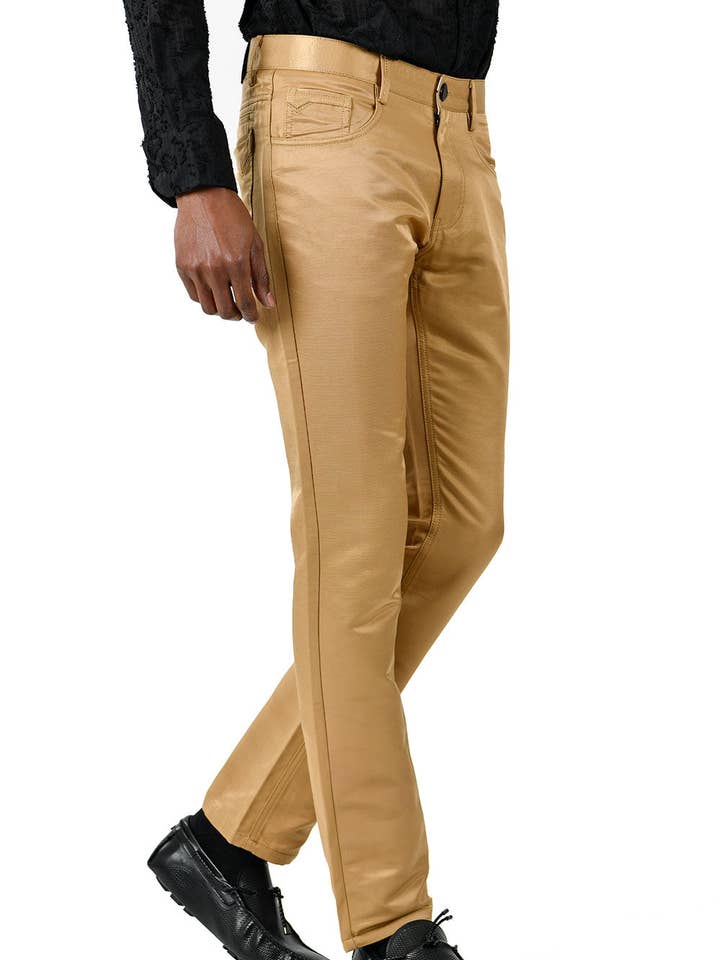 Men's Shiny Solid Color Chino Casual Pants 2605 for wholesale by BARABAS