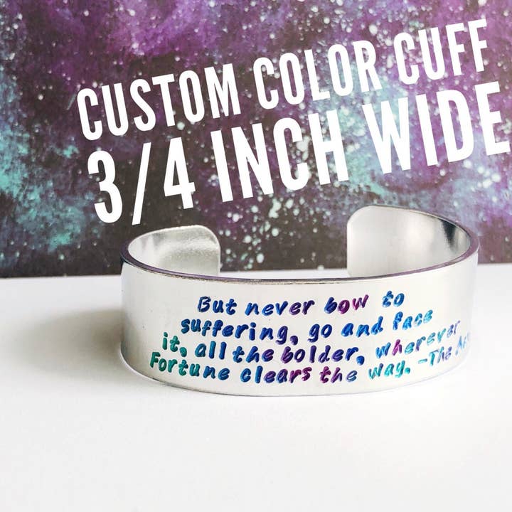 Bracelet manchette en métal estampé en aluminium avec citation personnalisée de 3/4 pouces//hypoallergénique résistant à la rouille et au ternissement pour la vente par Team Neville