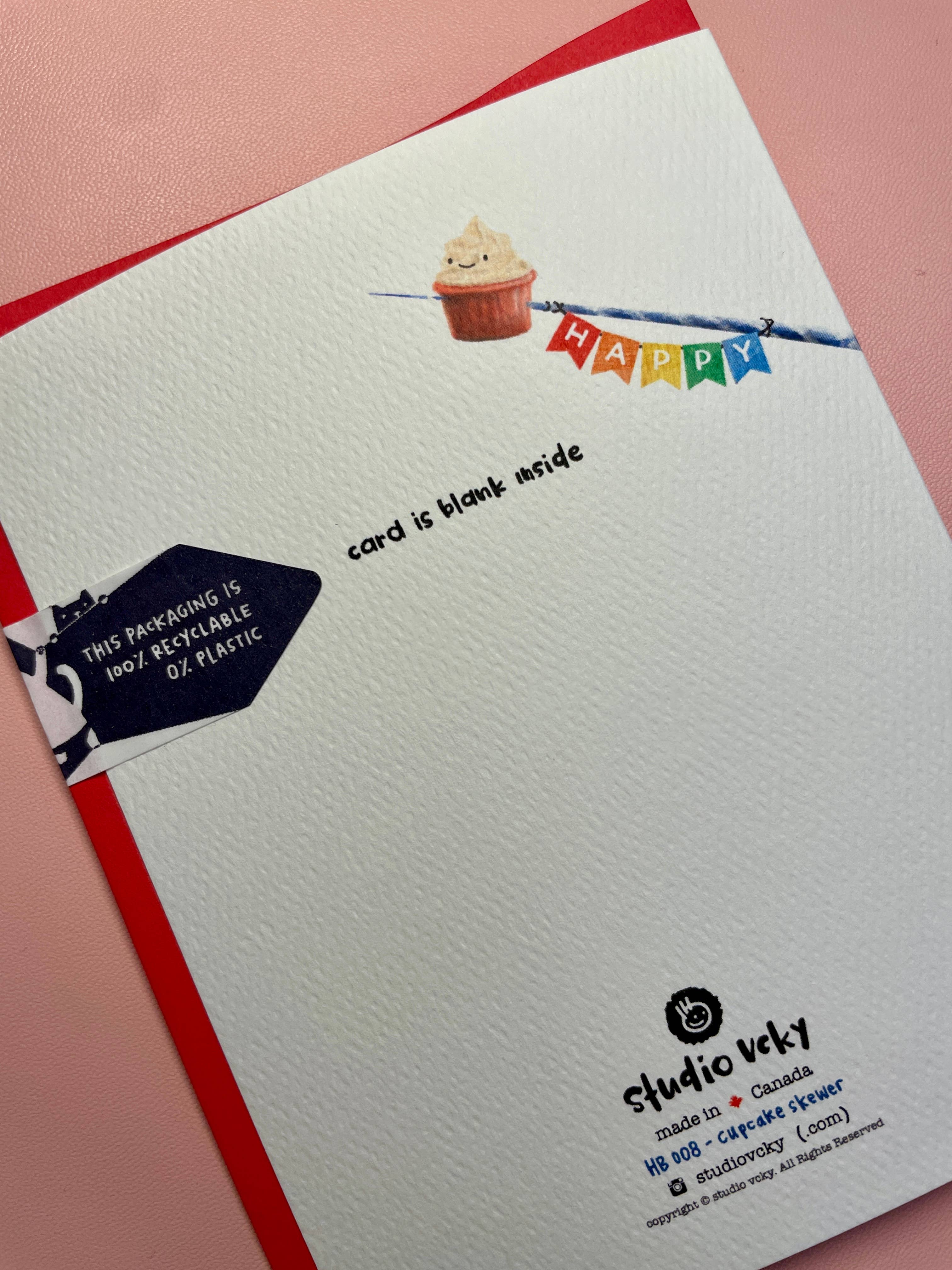 studio vcky - Wholesale Birthday Card - Greeting Card - Cupcake Skewer Narwhal3