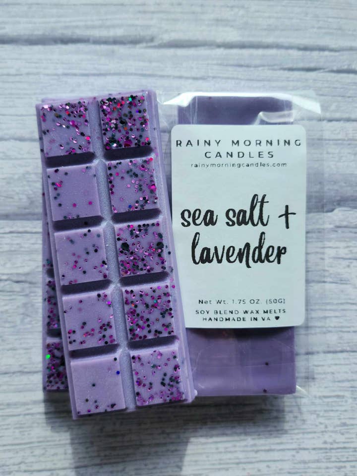 Sea Salt + Lavender Snap Bar Wax Melts for wholesale by Rainy Morning Candles