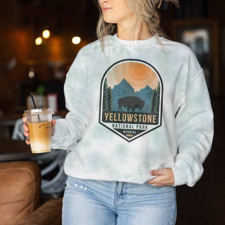State park Tie dye crew neck sweater for wholesale by Dreamy Days Co.