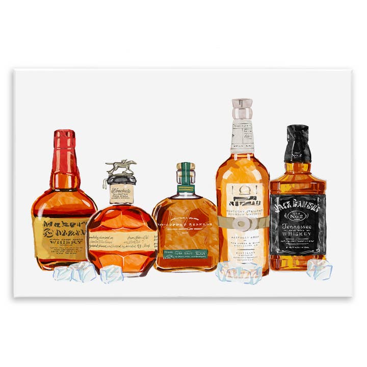 Stupell Industries - Wholesale Wall Sign - Whiskey Bottles & Ice Cubes - Unframed Wall Art