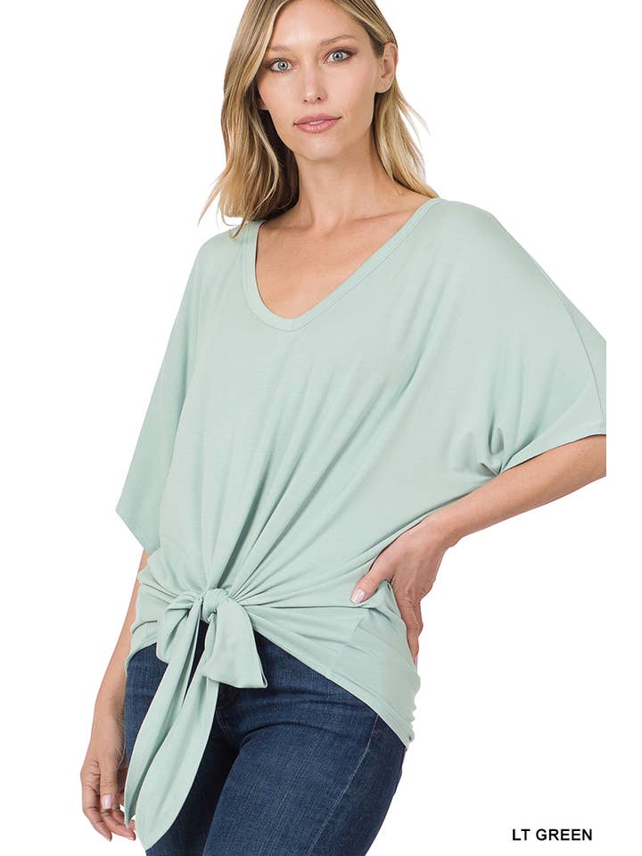 42POPS - Wholesale Tunic - Women's - ,..._ SI-18787 LUXE RAYON V-NECK TIE FRONT TOP11