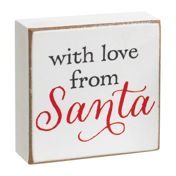 The Hearthside Collection - Wholesale Christmas Decoration - With Love From Santa 2" Square Block - 4 Asstd.1