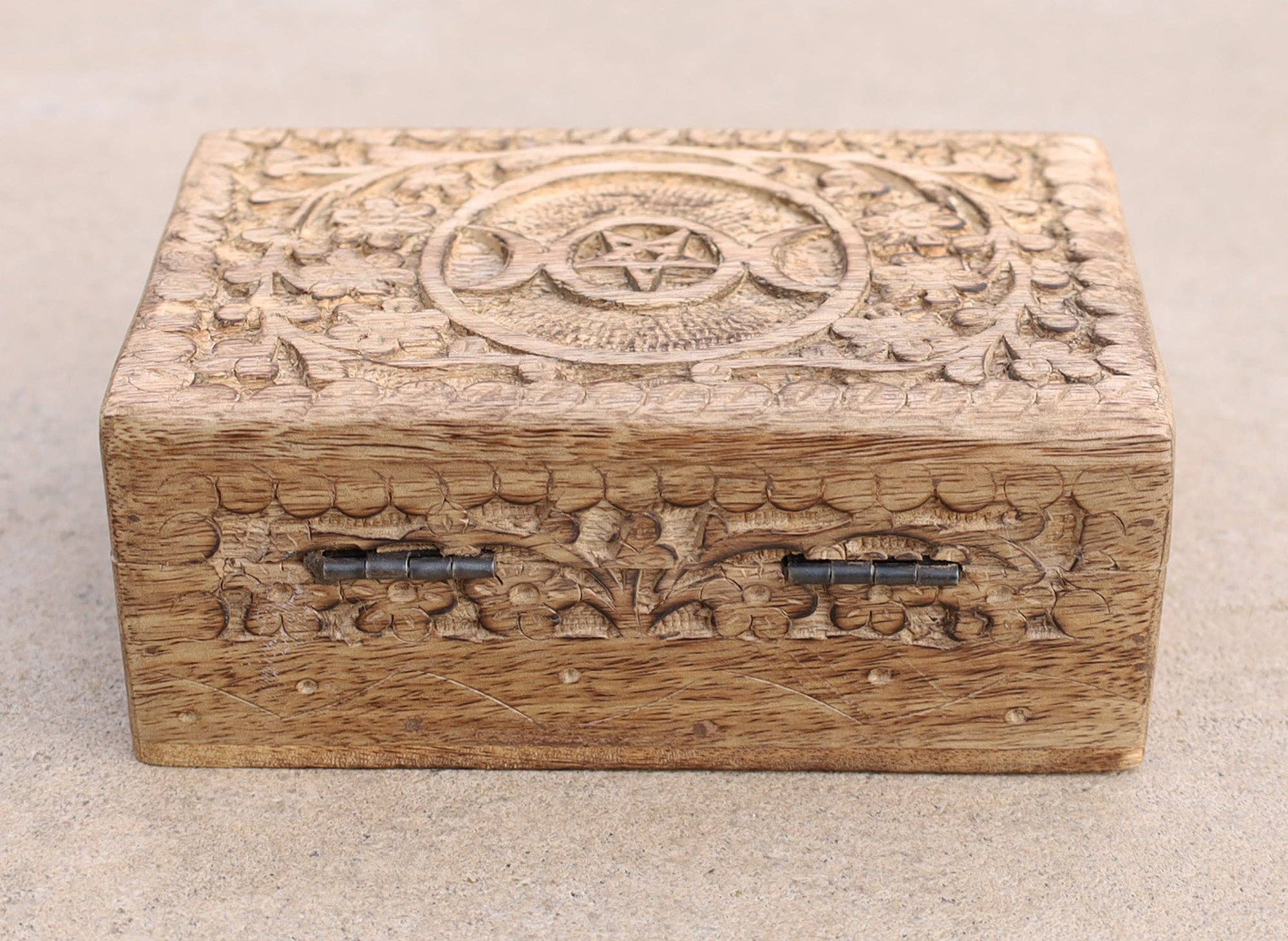 Lungta Imports – wholesale Jewellery box/organiser – Hand Carved Triple Moon Wooden Storage, Jewelry, Keepsake Box4