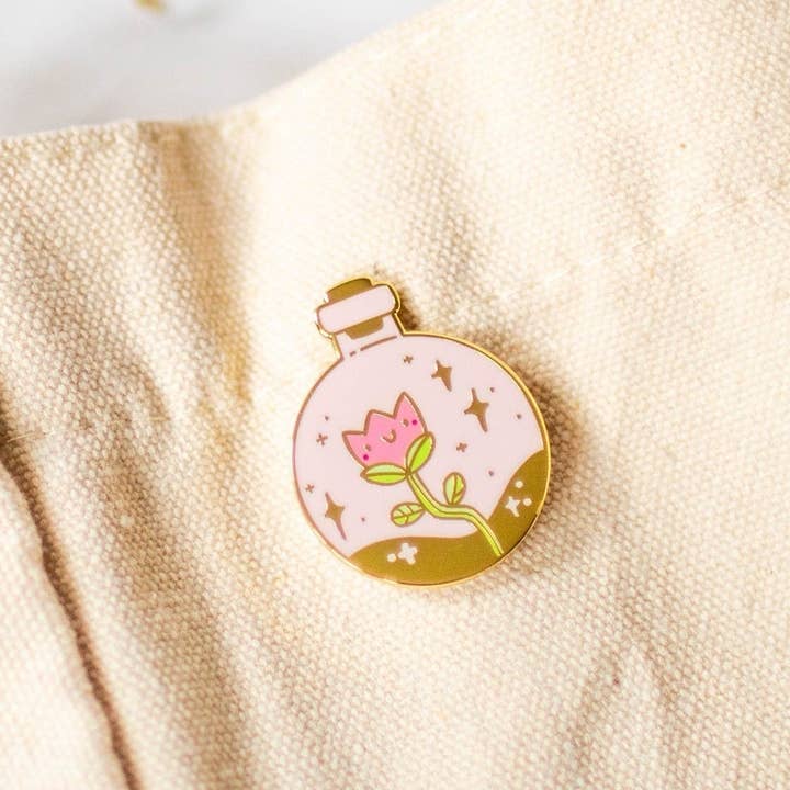 Flower in a Glass Enamel Pin - Light for wholesale by Chat Papier