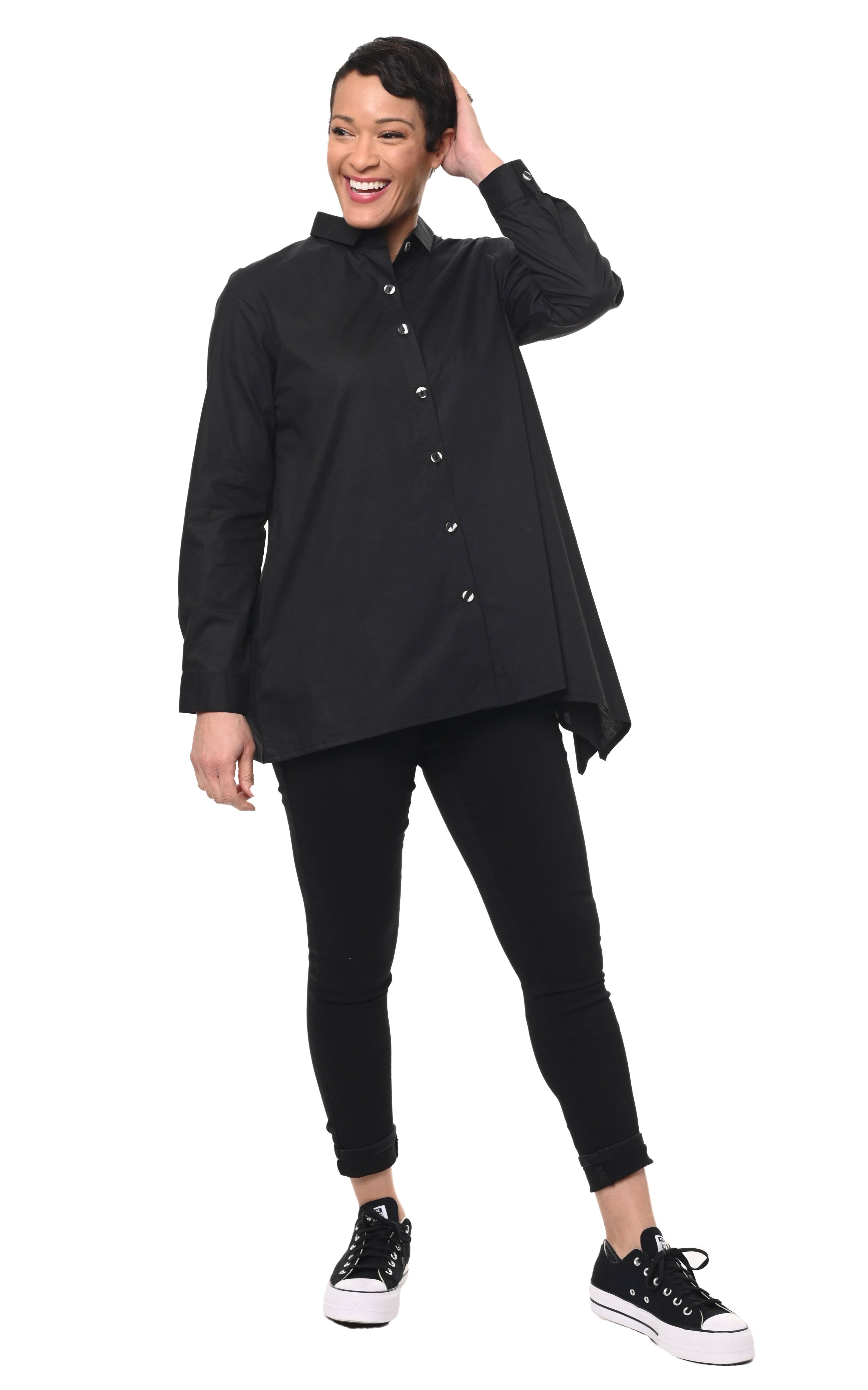 Tulip Clothing – Engroshandel Skjorte med buttondown – til kvinder – SDC295 Avalon i Sort*1