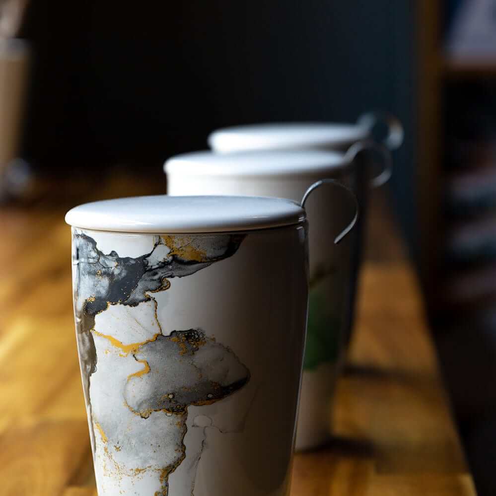 The Whistling Kettle - Vente Gourde/bouteille isotherme - Tasse de voyage en porcelaine à double paroi de 12 oz avec infuseur9