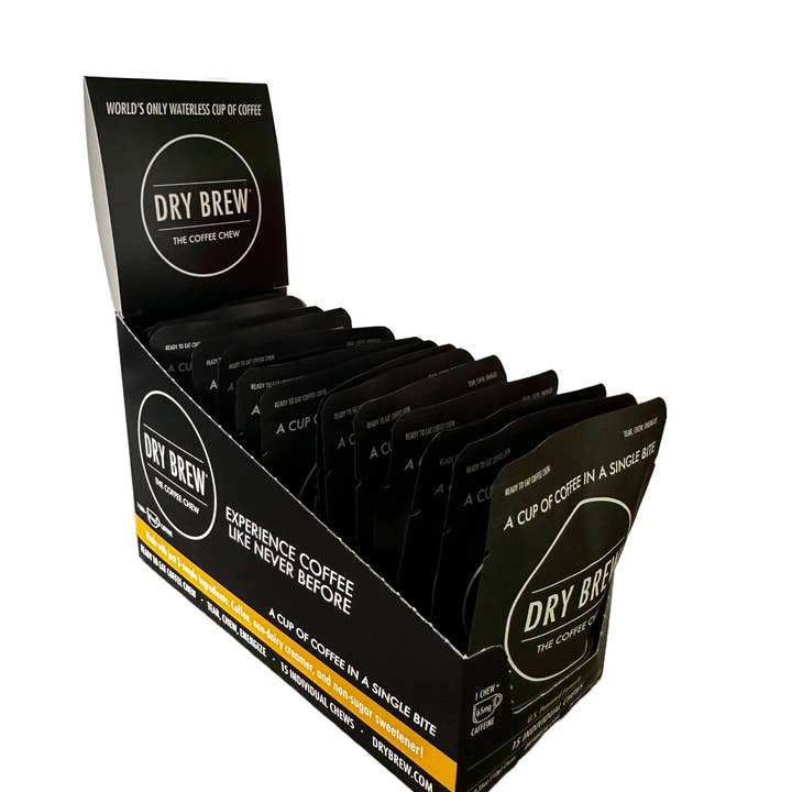 Dry Brew - Wholesale Retailer Display - Food & Drink - Dry Brew Coffee in a Bite - 15 Bite Retail Carton