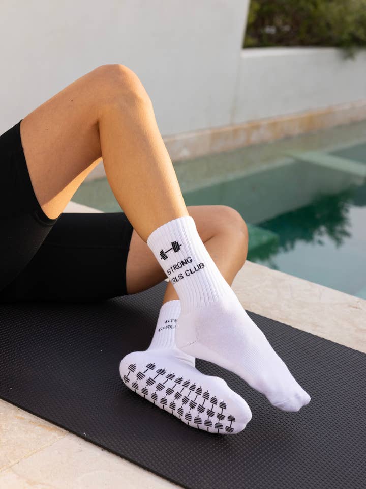 Bianco Calzini Antiscivolo Club delle Ragazze Forti in vendita all'ingrosso su Faire2