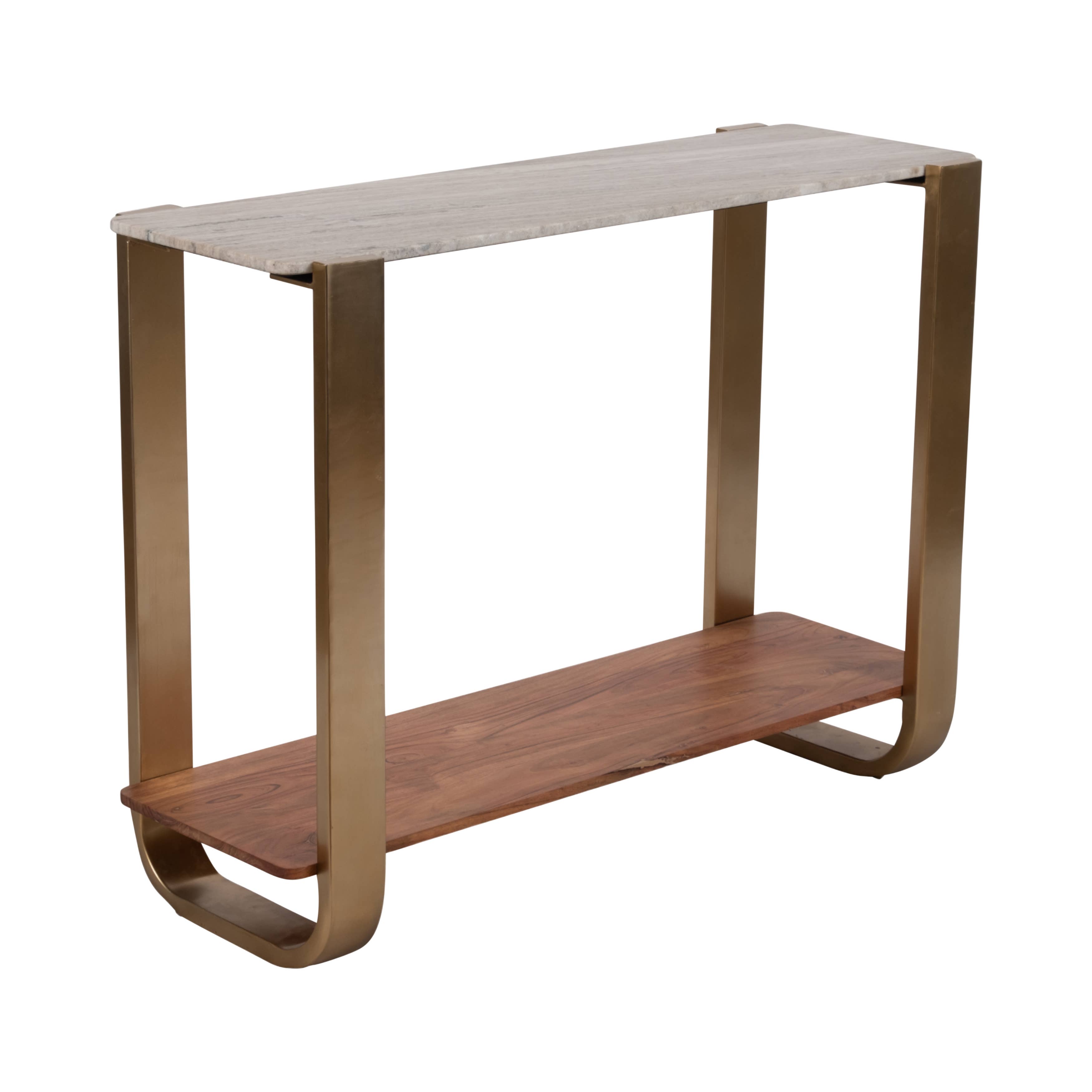 Sagebrook Home - Wholesale Console Table - Console Table - Gold Metal Curved Frame Marble Top, 31 in.4