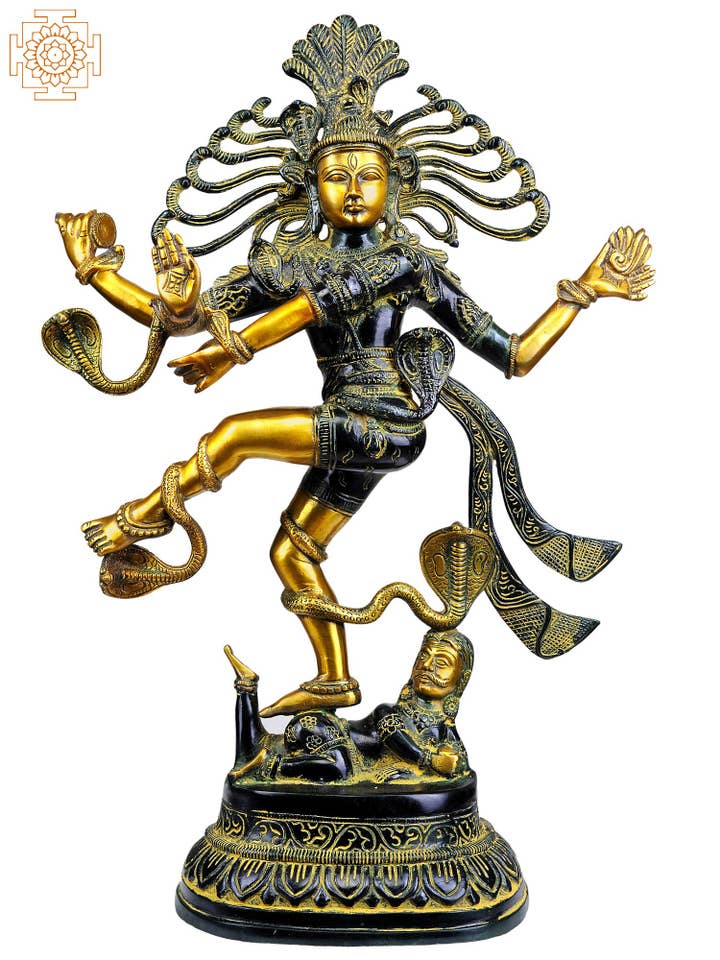 20" Nataraja in Green Golden Hues In Brass | Handmade for wholesale by Exotic India Art
