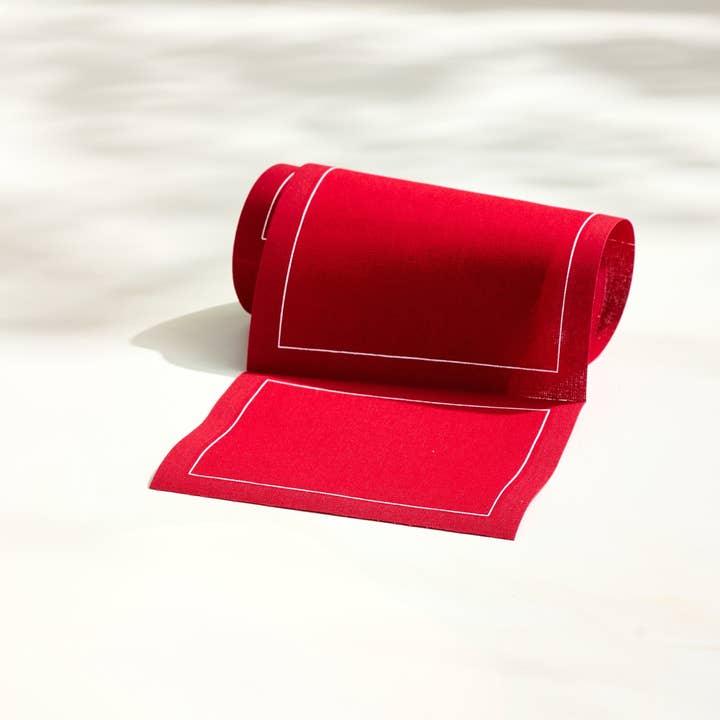 Solid Red Carpet Cocktail Napkin with White Border for wholesale by Toasting With Tara