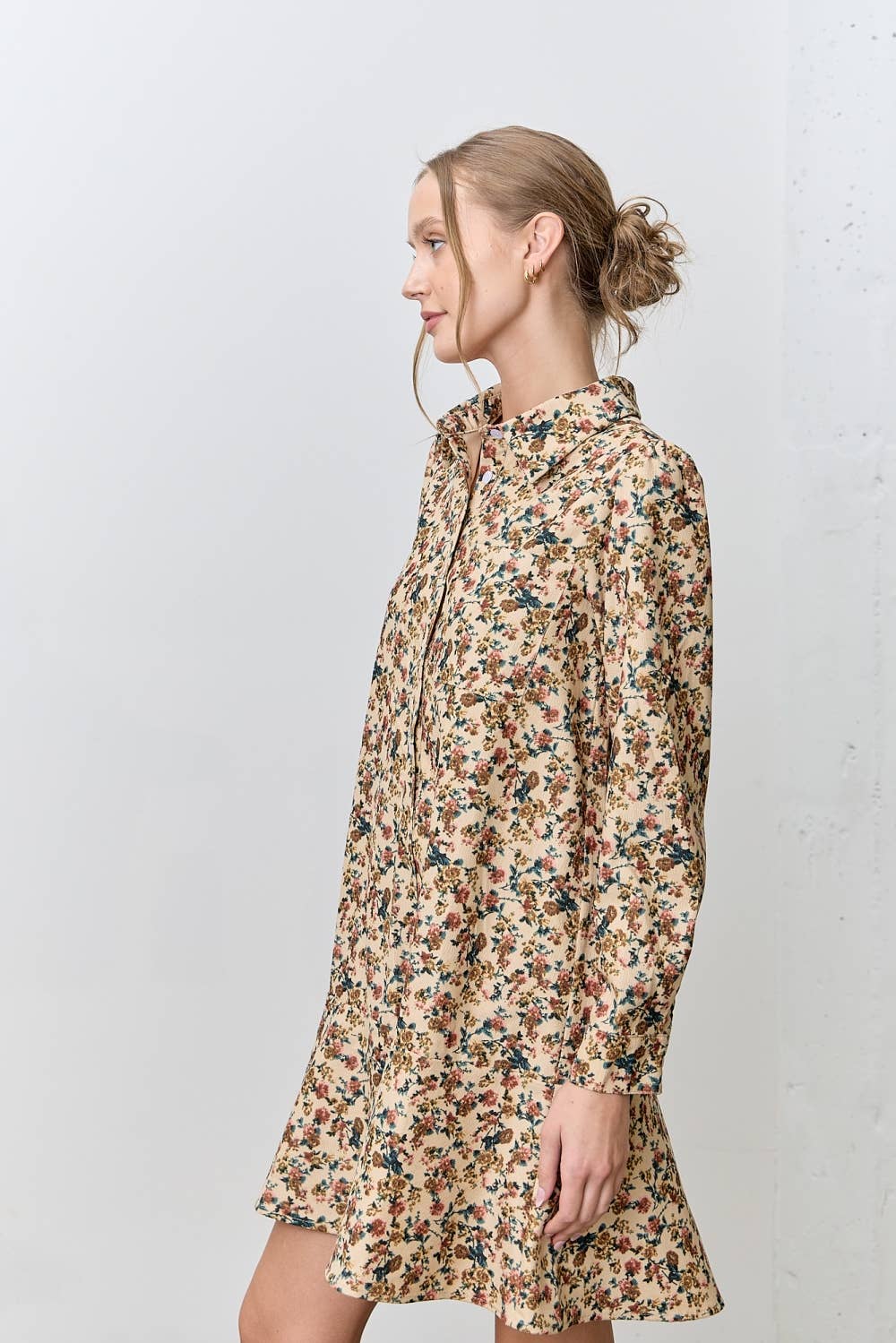 BEIGE MULTI FLORAL PRINT MINI DRESS for wholesale on Faire1