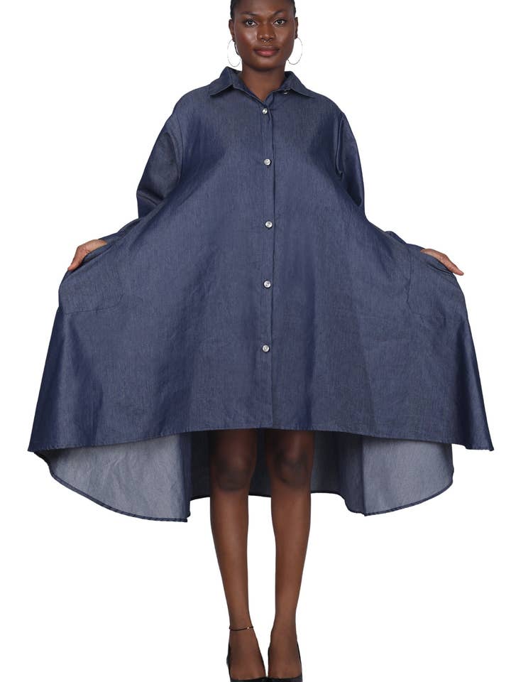 "Blessed" Hi-Lo Denim Dress AD-25087 for wholesale by Advance Apparels