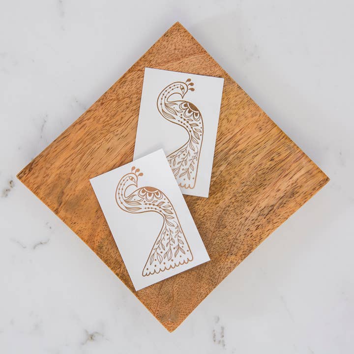 Amicreative - Wholesale Temporary Tattoo - Temporary Tattoo - 3" Metallic Peacock
