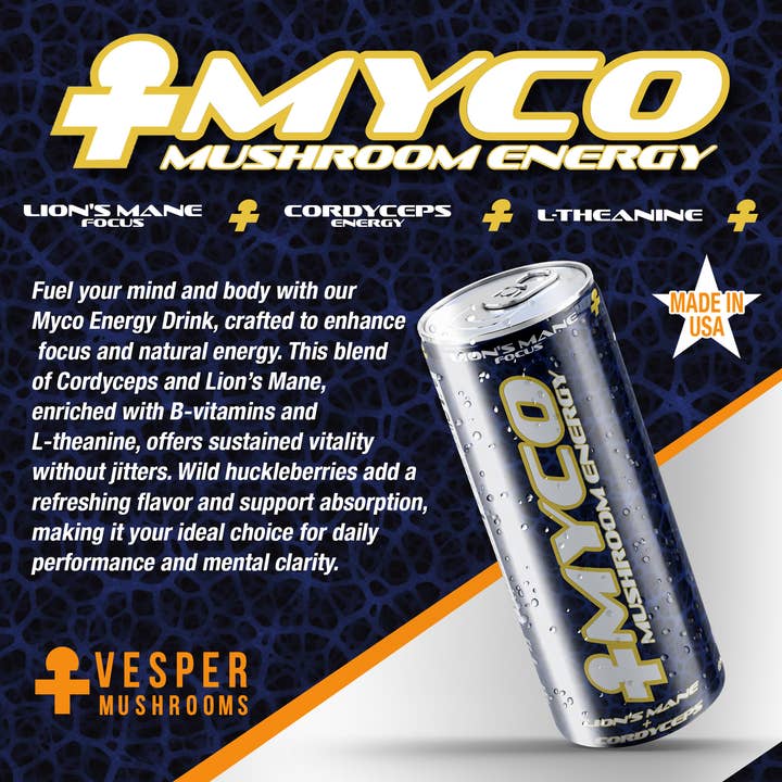 Vesper Mushrooms - Wholesale Sports/Energy Drink - Myco Mushroom Energy1
