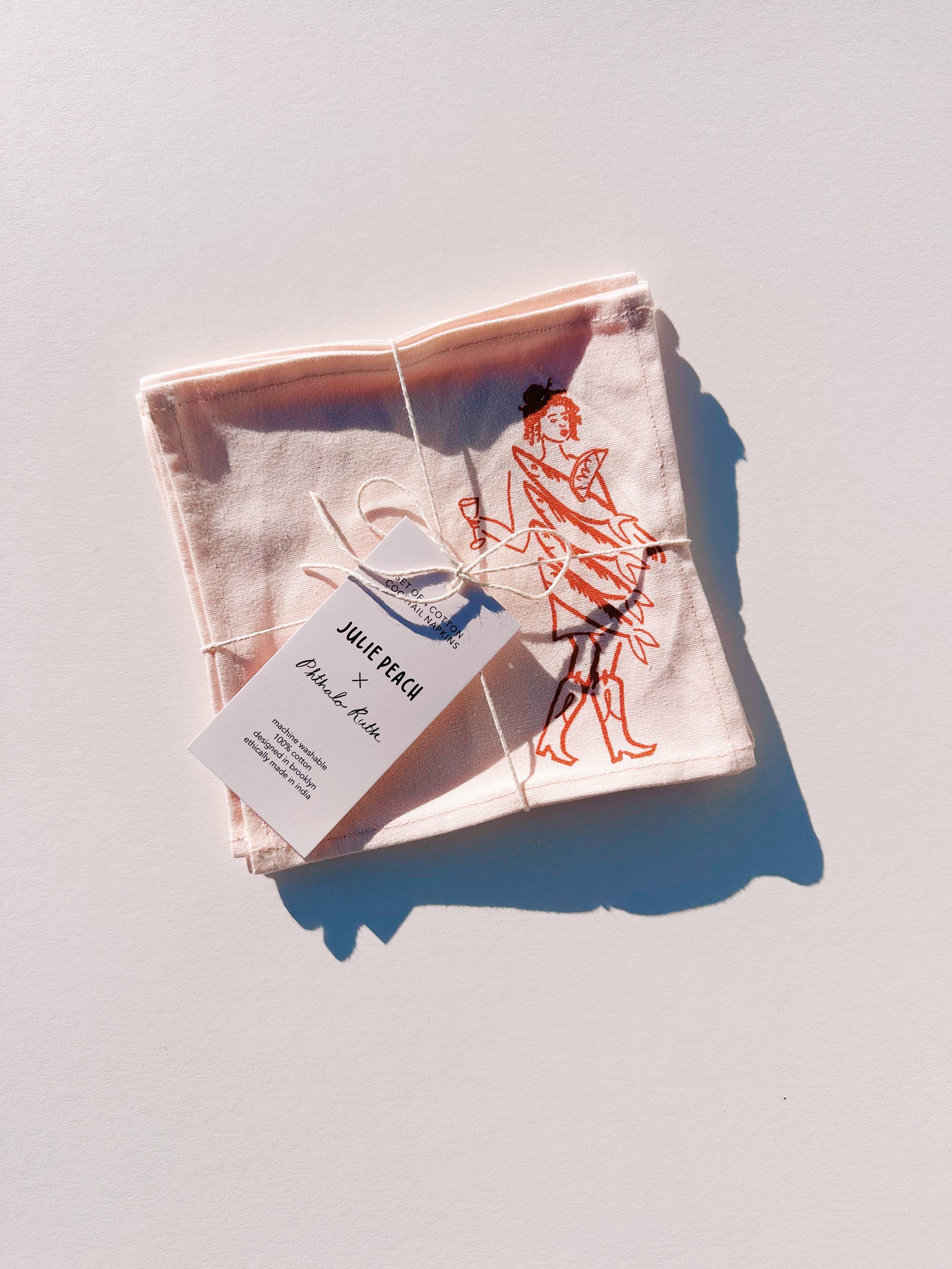 Julie Peach - Wholesale Dinner & Cloth Napkin - Phthalo Ruth x Julie Peach - Dinner Girls Cocktail Napkins2
