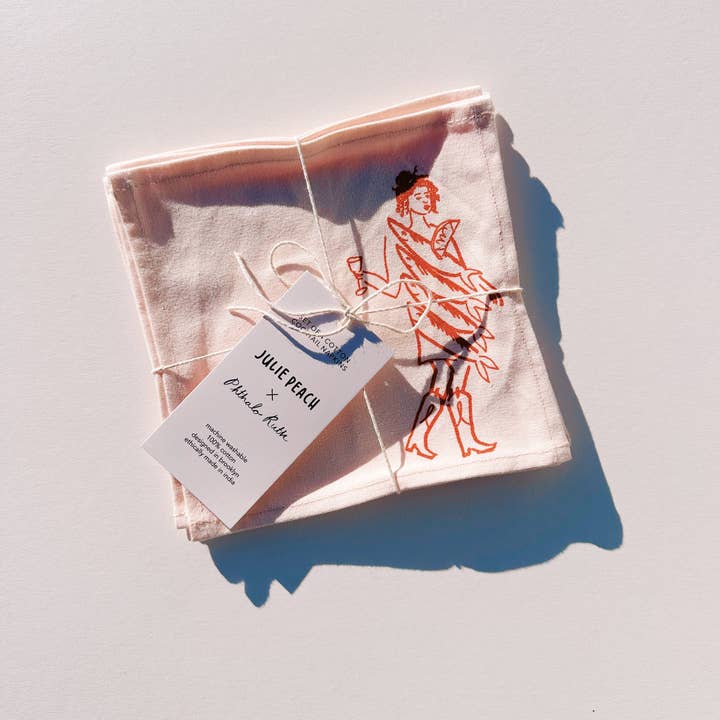 Julie Peach - Wholesale Dinner & Cloth Napkin - Phthalo Ruth x Julie Peach - Dinner Girls Cocktail Napkins2