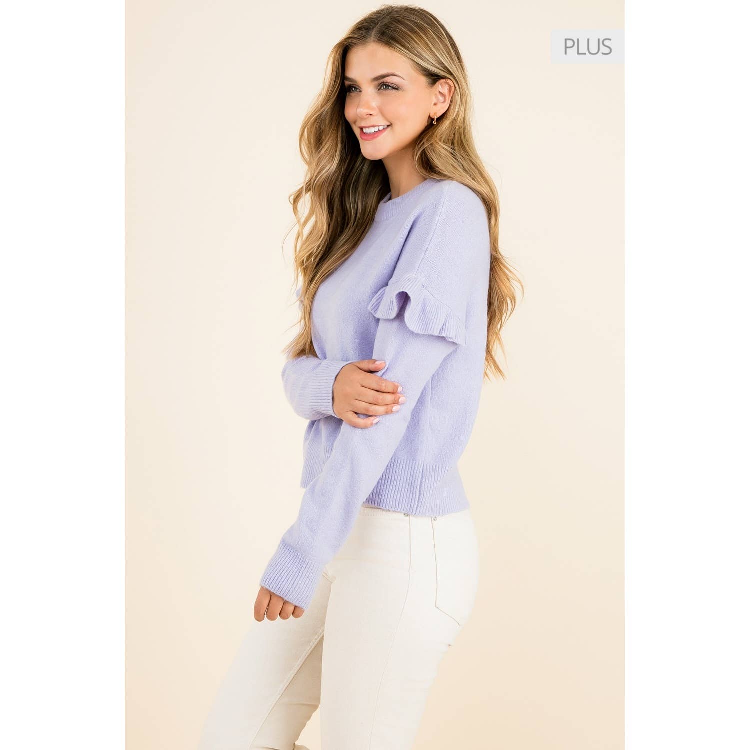 LILAC /Size XL/ Ruffle Sleeve Sweater for wholesale on Faire2