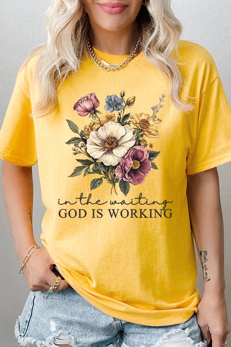 COLORBEAR - Wholesale T-Shirt (Graphic) - Unisex - God is Working Vintage Floral Heavy Cotton Tee5