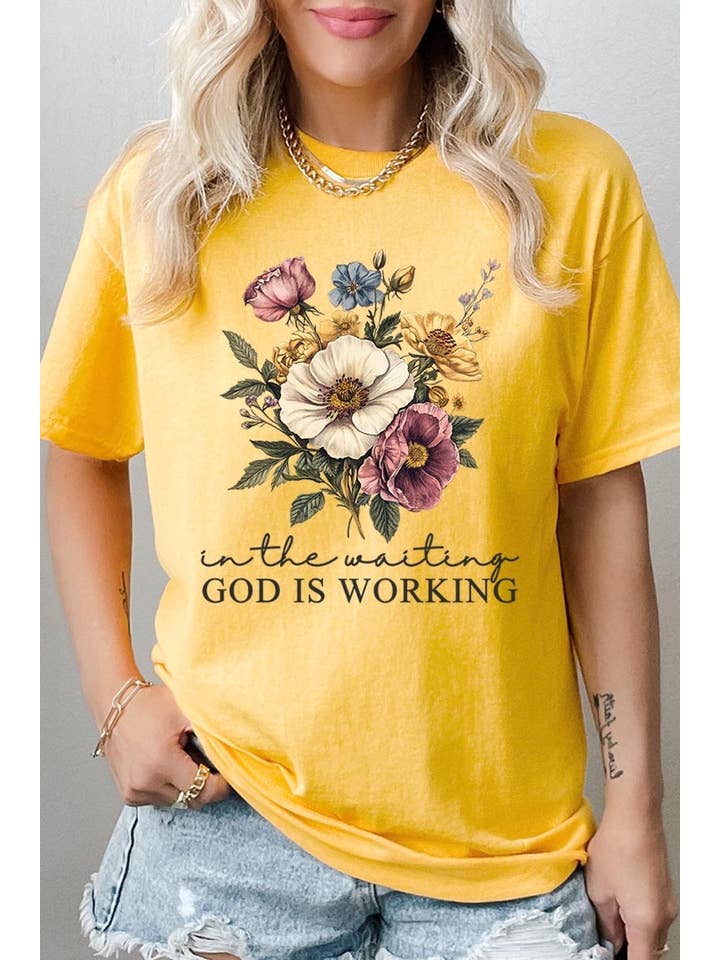 COLORBEAR - Wholesale T-shirt (graphic) – unisex - God is Working Vintage Floral Heavy Cotton Tee5
