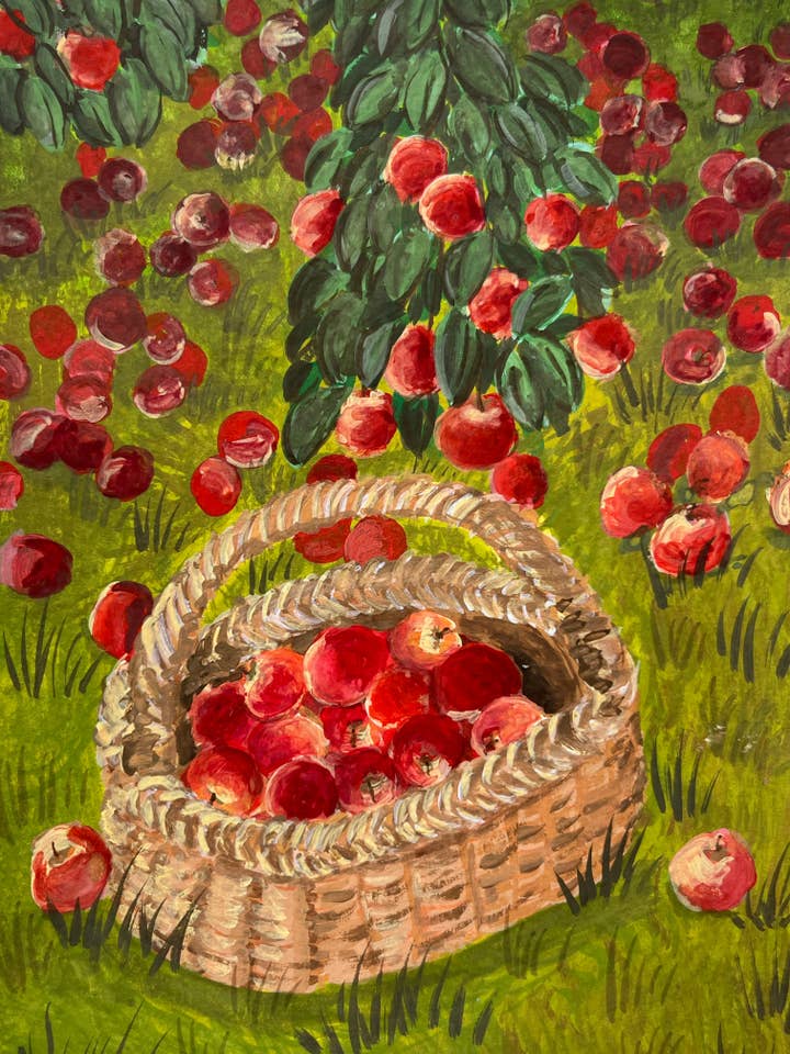Impression « Cueillette de pommes » pour la vente par Megan Lindsey Illustration