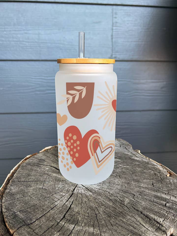 Copo de Vidro Fosco para Café Gelado de 16oz com Tampa e Palhinha por atacado de Lester Lou’s Designs