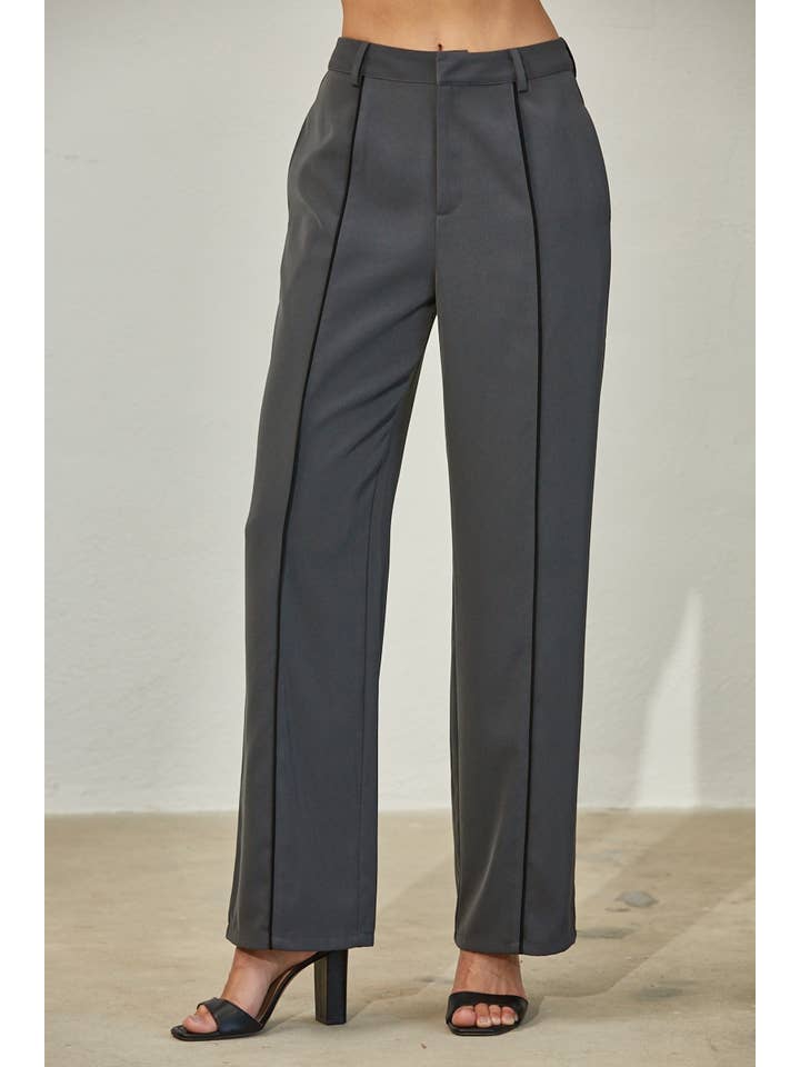 Edit by Nine - Wholesale Pants - Women's - High Waisted Piping Seams Front Dress Pants4