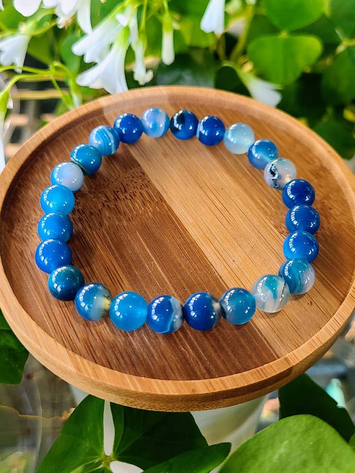 Bracelet Agate Veine Bleue pour la vente par Kiwi's Garden Center
