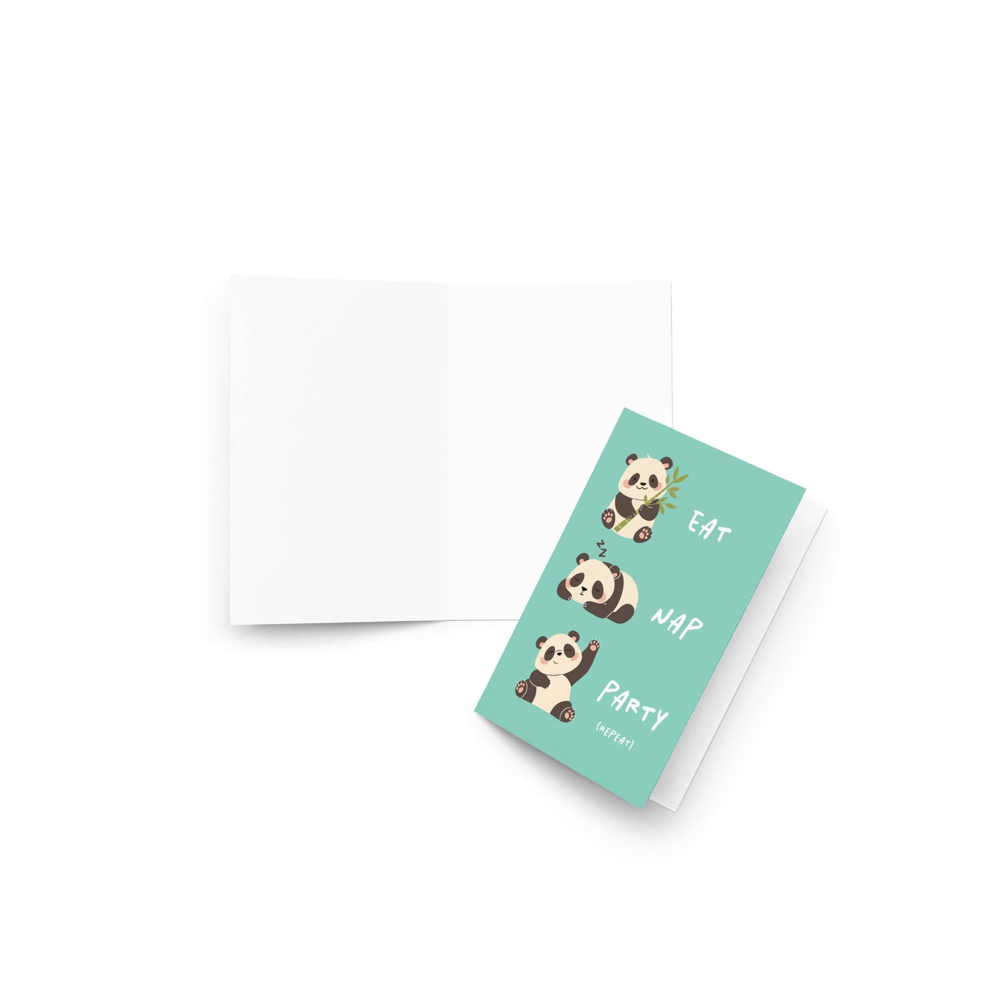 Cute Asian Cards – wholesale Födelsedagskort – Ät, vila, festa roligt födelsedagskort | Söta kinesiska panda asiatiska kort7