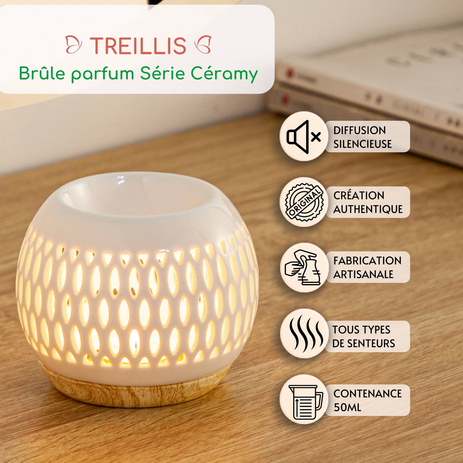 Zen'Arôme - Wholesale Oil Warmer - Scented burner, ceramic lattice scented wax melt1