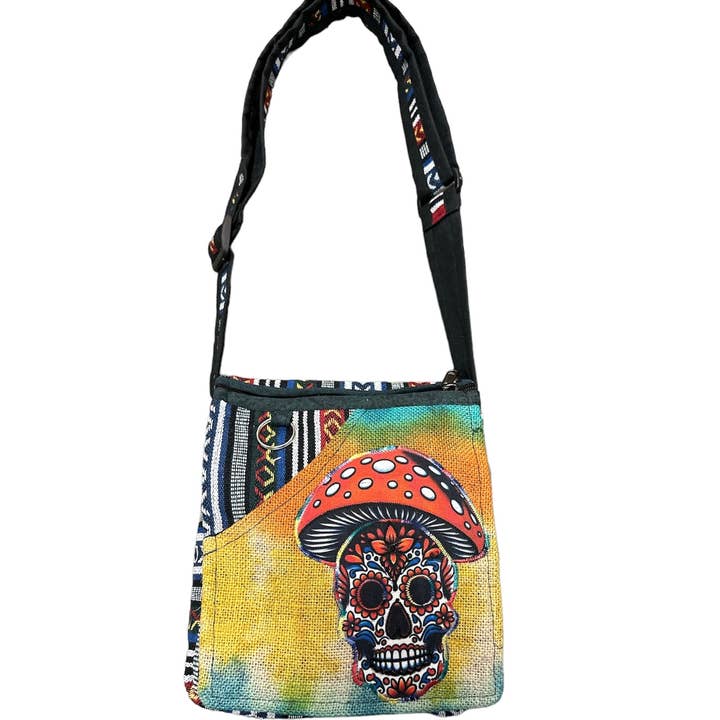 Rising International Inc - Wholesale Crossbody bag – Women's - Mushroom on Sugar Skull Mini File Bag RIB30040