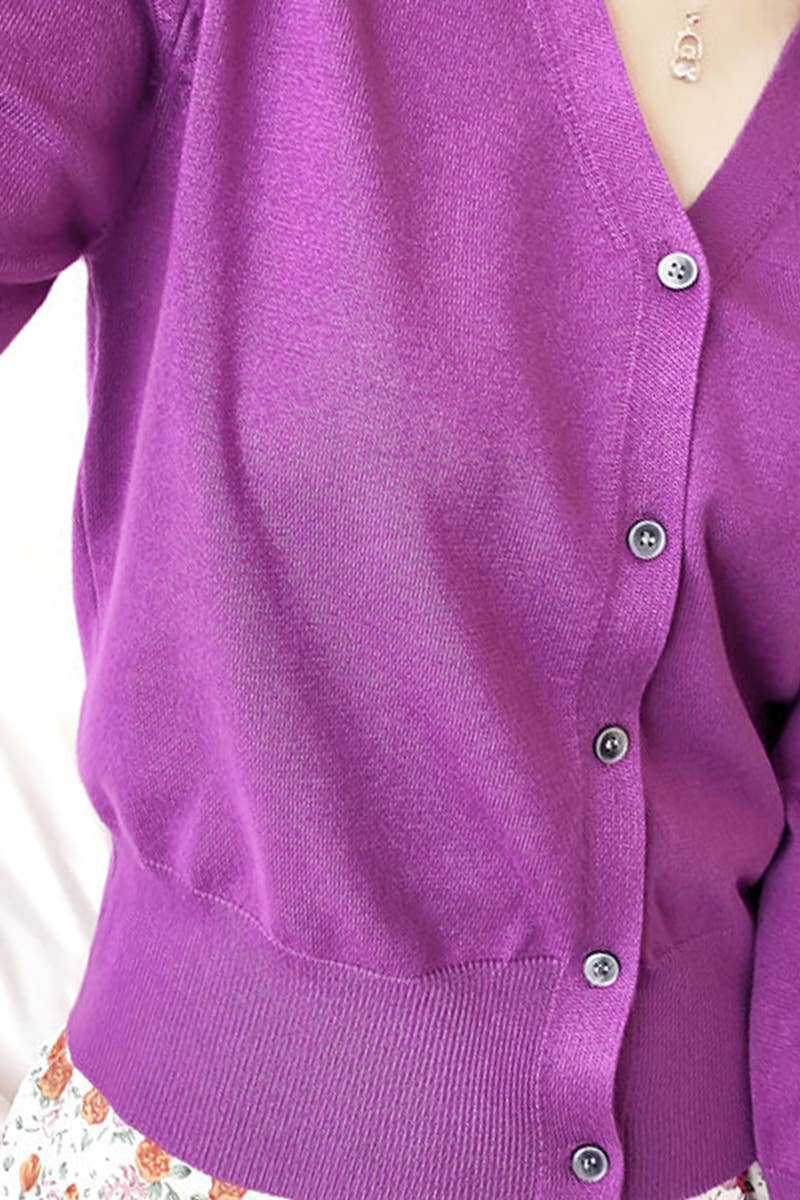 NINEXIS - Wholesale Cardigan - Women's - CWOCAL0333_Button Down Sleeve  V-Neck Cardigan Sweater6