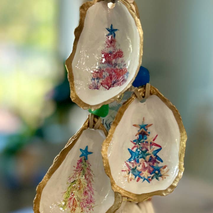 Coast and Cork - Wholesale Ornament - Coastal Christmas Tree Ornament - Oyster Shell3