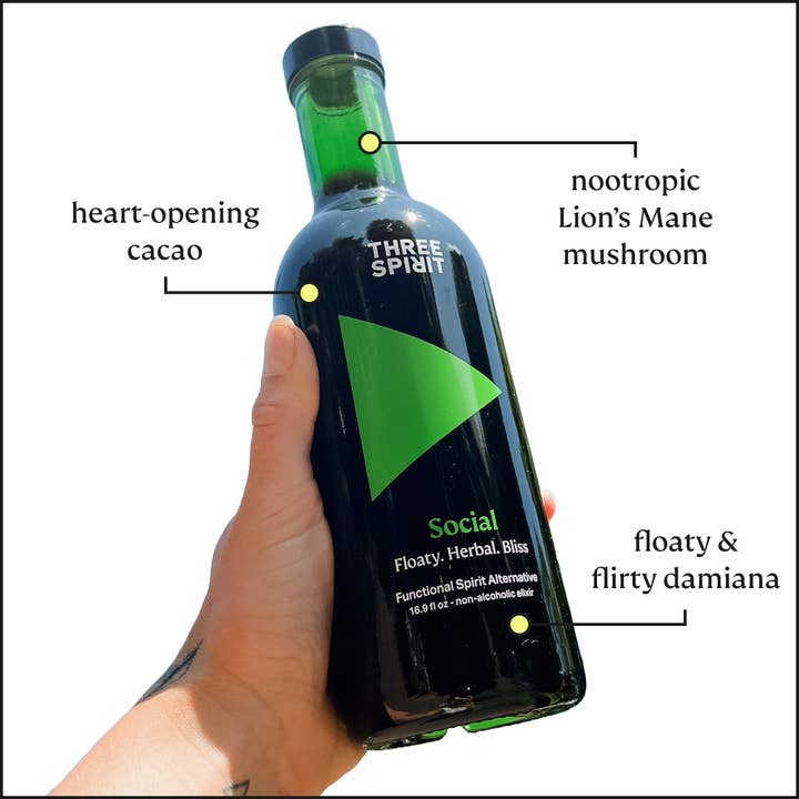 Three Spirit - Vente Spiritueux/Vins/Bières sans alcool - Spiritueux non alcoolisé social fonctionnel (bouteille de 6 x 16,9 oz)